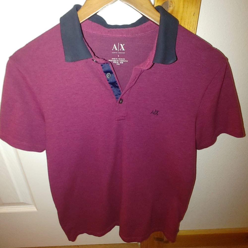 Men's Armani Exchange (A|X) Dark Pink Polo w/ Logo. Small (S)